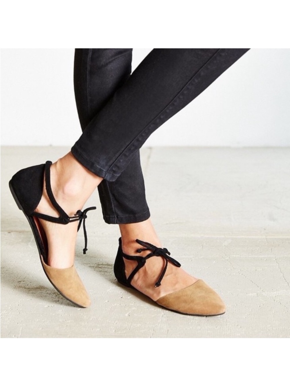 Jeffrey Campbell Enamored Suede Cutout Lace-up Flats Size 10